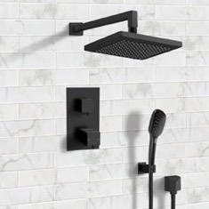 Matte Black Thermostatic Shower System with Handheld, Rain Shower Head, Shower Faucet Set